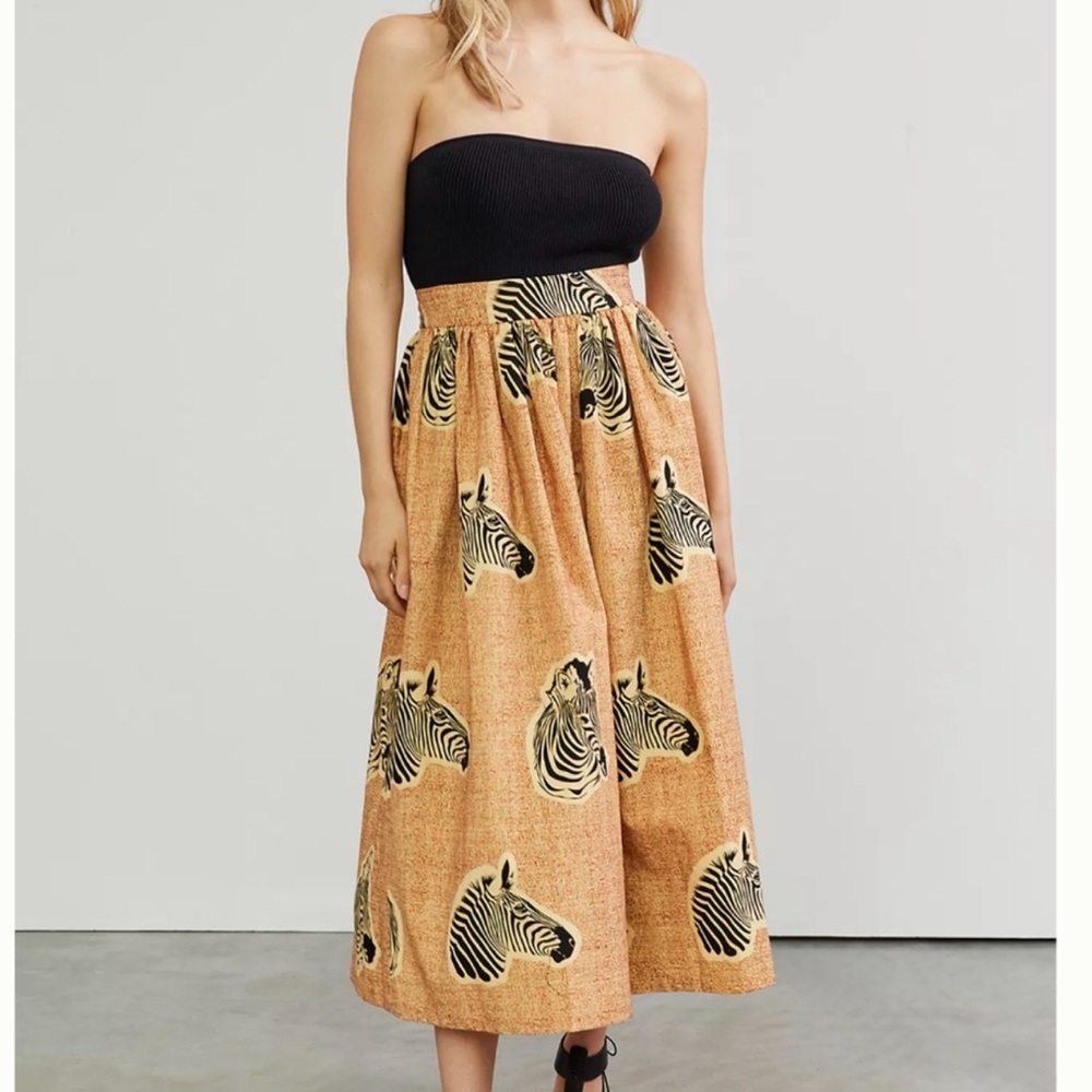 Sika x Anthropologie Zebra Print Midi Skirt